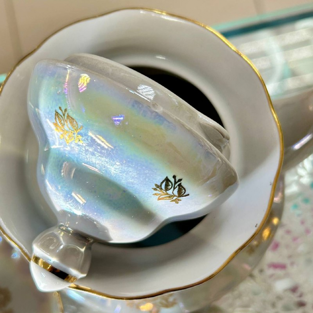 Кофейный сервиз Коростенский ФЗ 1990гг. Тонкий фарфор, люстр, позолота. Цена за 15пр. Картинка 7